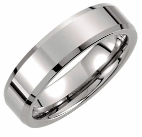 White Tungsten Beveled Men's Rings Minimalist Memento Chic Object