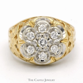 3/4cttw Kentucky Cluster Ring in 14k Yellow Gold Gift For Her Comfortable Embellishment