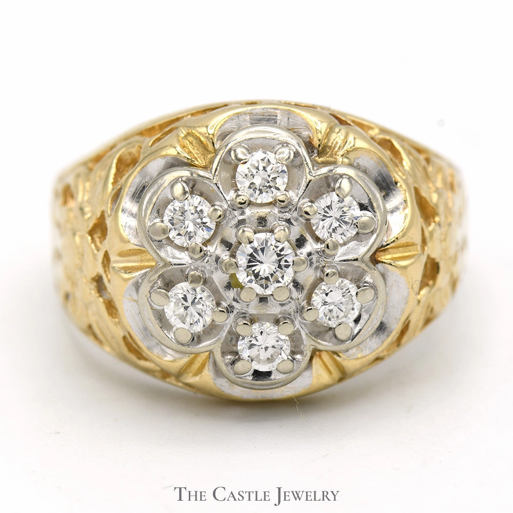 3/4cttw Kentucky Cluster Ring in 14k Yellow Gold Gift For Her Comfortable Embellishment