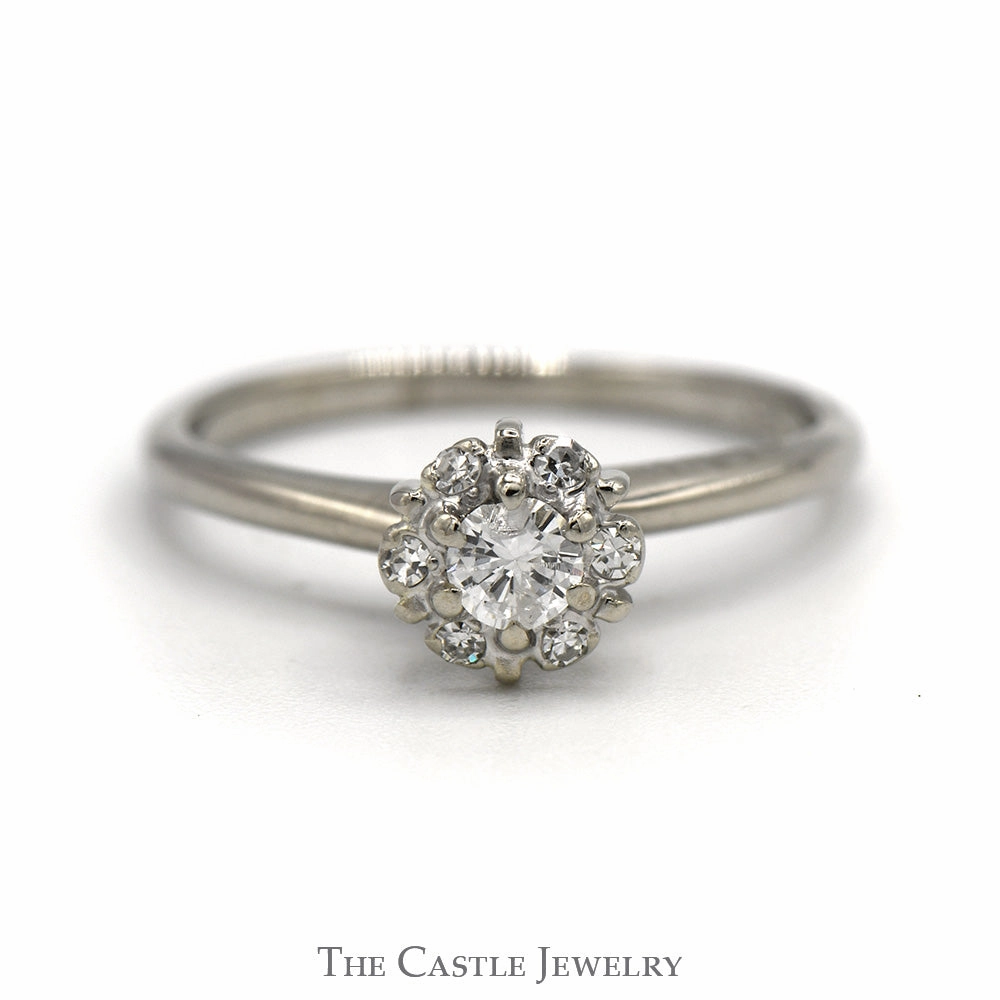 1/4cttw Round Diamond Cluster Engagement Ring in 14k White Gold Timeless Simplicity