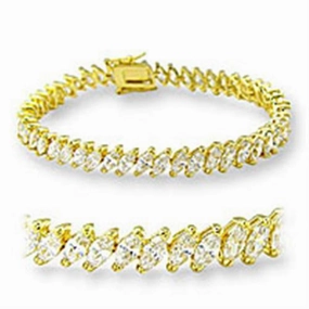 47105 - Gold Brass Bracelet with AAA Grade CZ  in Clear Total Composites General Type
