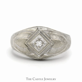 Diamond Accented Men's Dome Ring in 10k White Gold Versatile Jewelry