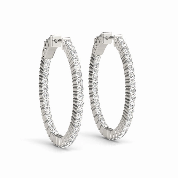 Comfortable item Diamond Inside Out Hoop Earrings in Multiple Gold Options