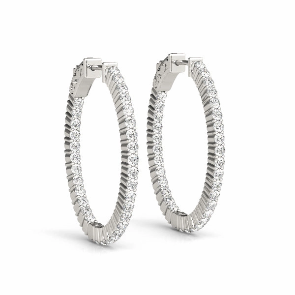 Small Accessory Matte Adornment Diamond Inside Out Hoop Earrings in Multiple Gold Options