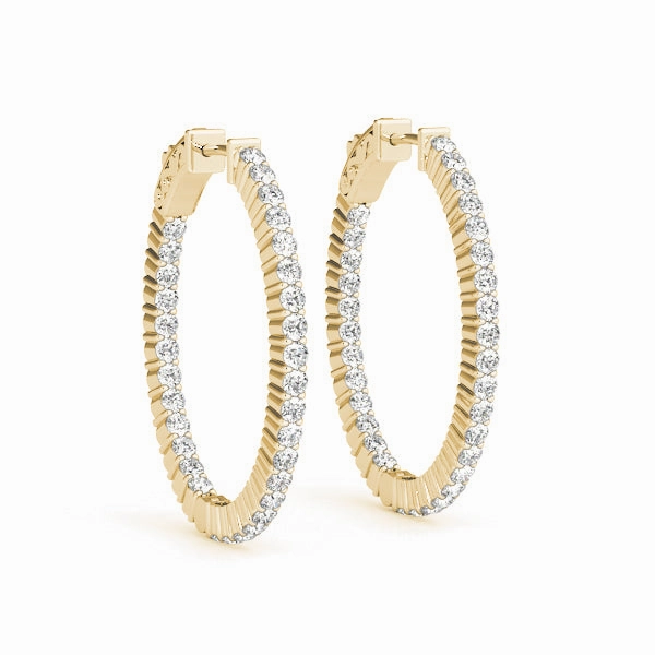 Diamond Inside Out Hoop Earrings in Multiple Gold Options Delicate Choice