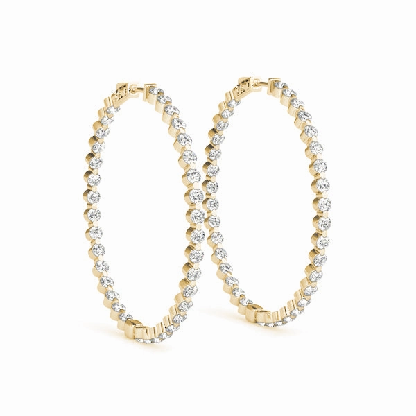 Diamond Inside Out Hoop Earrings in Multiple Gold Options Simple Must-Have High-Quality Choice