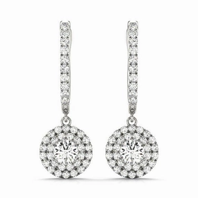 Diamond Round Halo Earrings Unique Embellishment