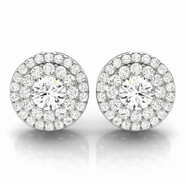 Diamond Round Halo Earrings Substantial Embellishment