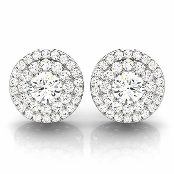 Diamond Round Halo Earrings Daytime Ornament