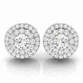 Dull Piece Spiral Piece Diamond Round Halo Earrings
