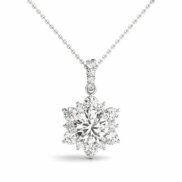 Diamond Round Halo Pendant Office Accent