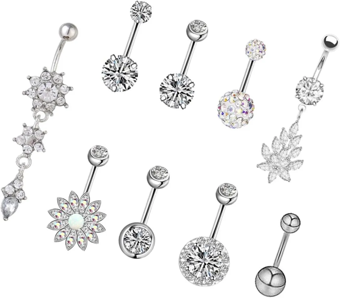 Didiseaon Belly Button Women Steel Zircon Belly Nail Navel Jewelry for Dance Party