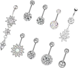 Didiseaon Belly Button Women Steel Zircon Belly Nail Navel Jewelry for Dance Party