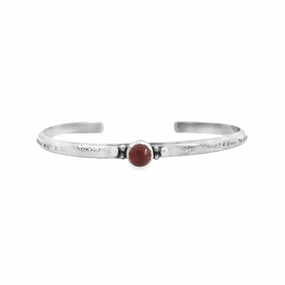 Sterling Silver Cuff Bracelet with Hessonite Garnet Refined Glance