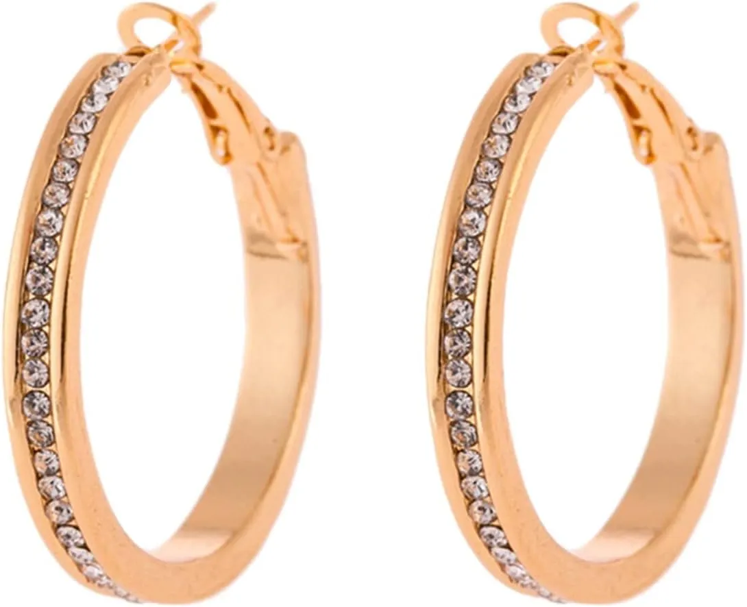 Double Hoop Earring Hoop Crystal Diamond Earrings Gold Plated Alloy Dangle Earring Fashion Jewellery Earrings