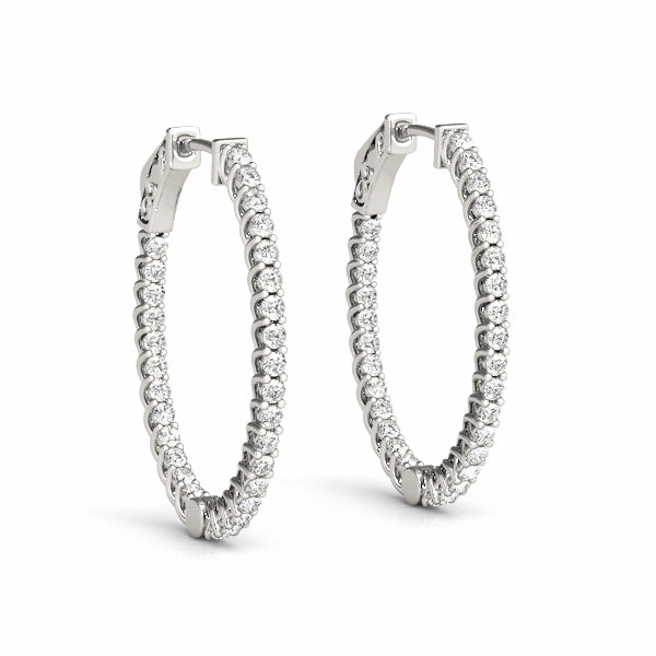 Bright Accessory Diamond Inside Out Hoop Earrings in Multiple Metals