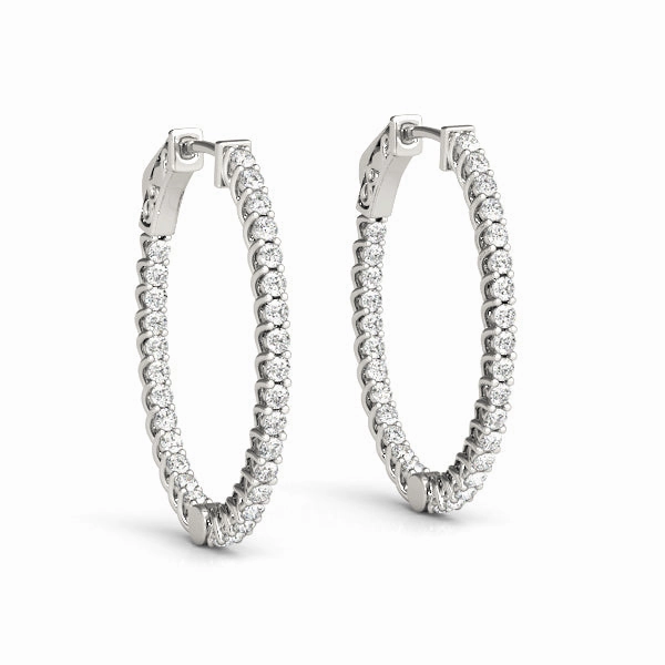 Lightweight Decor Stylish Accent Diamond Inside Out Hoop Earrings in Multiple Metals