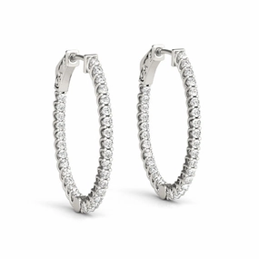 Lightweight Decor Stylish Accent Diamond Inside Out Hoop Earrings in Multiple Metals