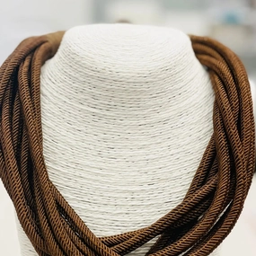 Distinctive Piece Rope Slub Necklace Brown