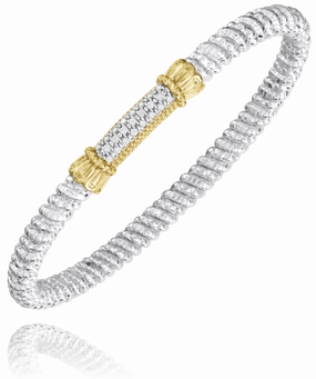 14K Yellow Gold and Sterling Silver Diamond Bangle Bracelet urban vibe