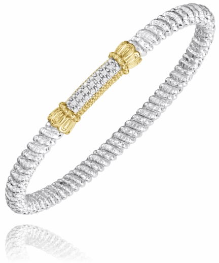 14K Yellow Gold and Sterling Silver Diamond Bangle Bracelet urban vibe