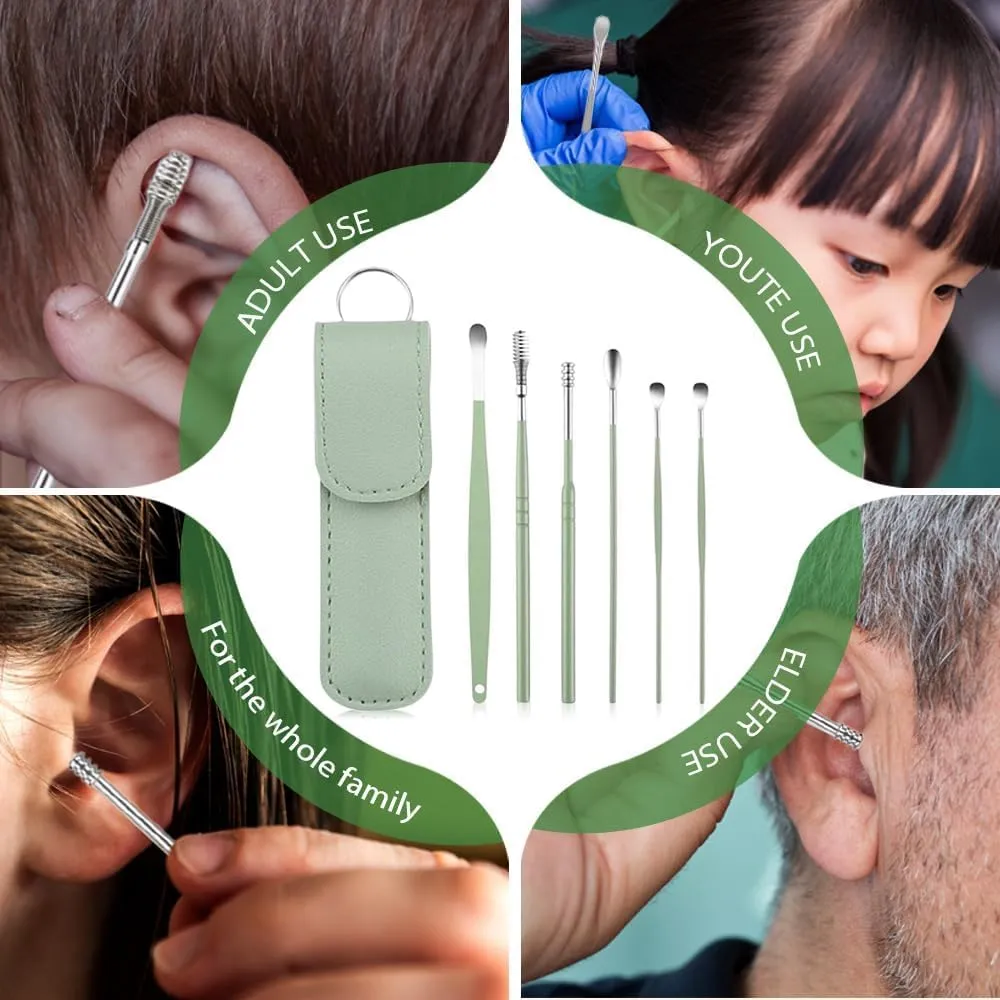 Ear Cleaner, 2024 Upgraded Ear Cleaning Tool Set, Ear Cleaning Kit, Portable Spiral Earwax Cleaner Tool Set (Black)