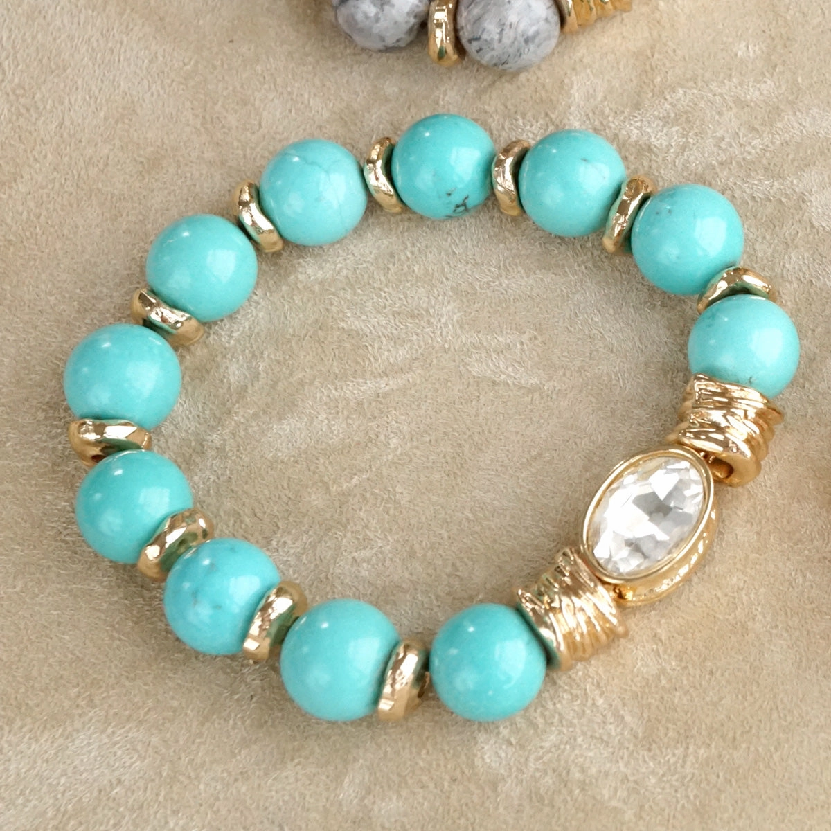 Heavenly Fusions Personal Perspective Earthy Gleam ?C Statement Beaded Bracelet with Oval Crystal