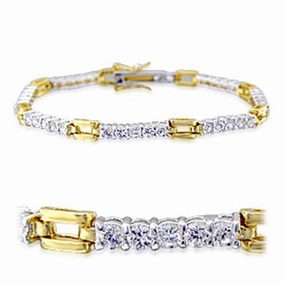 32008 - Gold Rhodium Brass Bracelet with AAA Grade CZ  in Clear Profound Effect