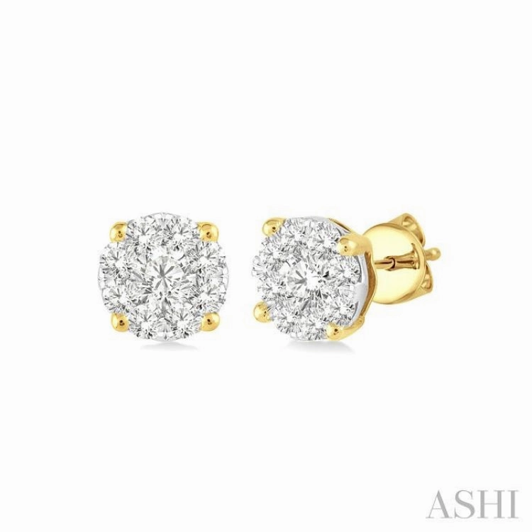 1/6 Ctw Lovebright Round Cut Diamond Stud Earrings in 14K Yellow Gold Effortless Glam