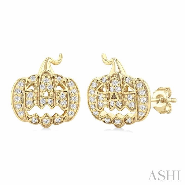 1/6 Ctw Petite Pumpkin Single Cut Diamond Fashion Earrings in 10K Yellow Gold Balanced Accent Dazzling Feature
