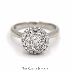 Effy Designer Diamond Engagement Ring with Double Diamond Halo in 14k White Gold Heavyweight Feel Exclusive access