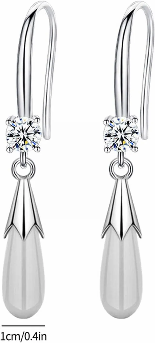 Eggplant Drop Earrings for Women Solitaire Zircon Dangle Earrings Dainty Temperament Engagement Earrings (Pink, One Size)