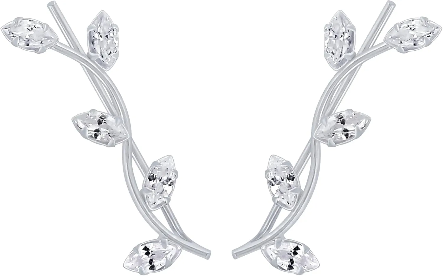 Elegant Cubic Zirconia Ear Climbers for Women | Lightweight Hypoallergenic 925 Sterling Silver Earrings | Anti-Tarnish Coating for Sensitive Ears