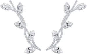 Elegant Cubic Zirconia Ear Climbers for Women | Lightweight Hypoallergenic 925 Sterling Silver Earrings | Anti-Tarnish Coating for Sensitive Ears