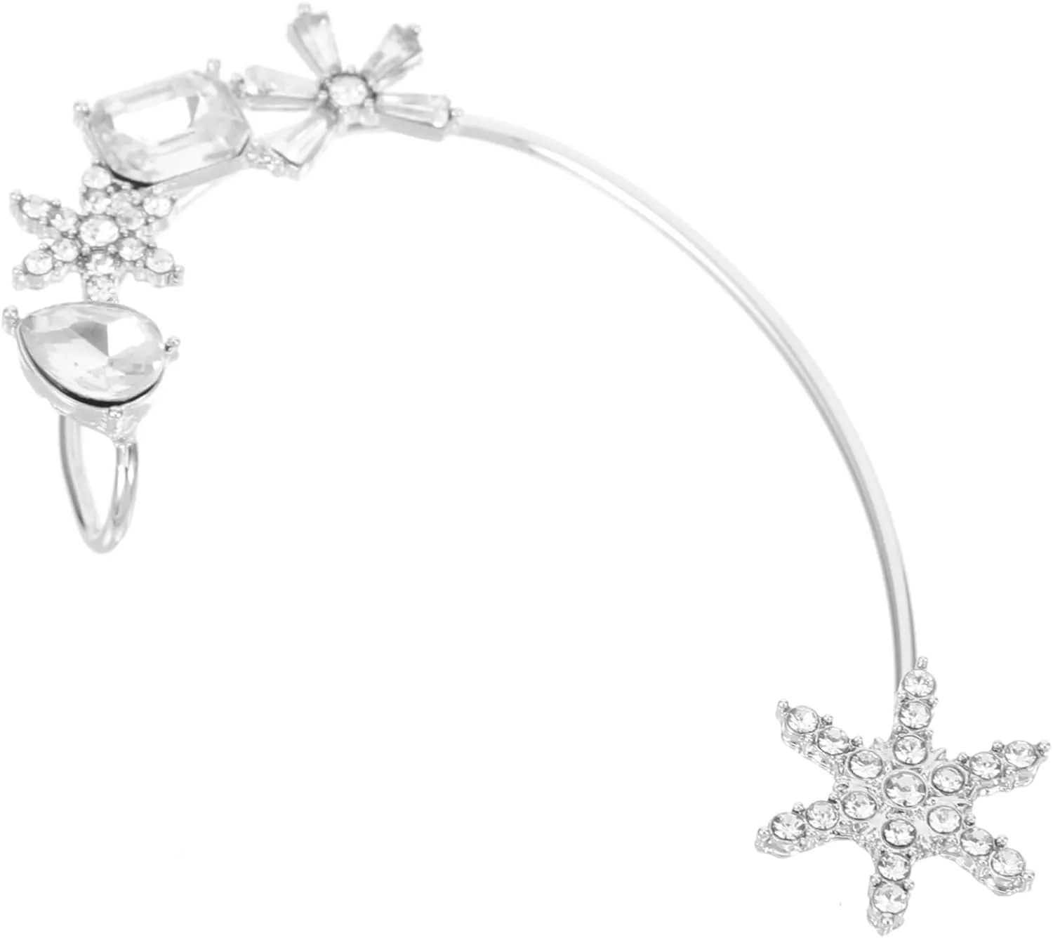 Elegant Ice Crystal Earring Wrap Snowflake Zircon Ear Cuff for Women Comfortable and Stylish