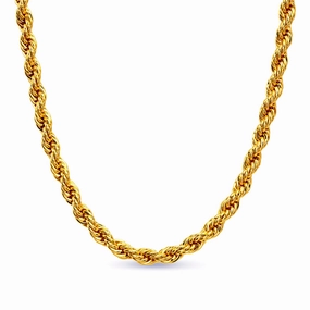Structure 20" Diamond Cut Rope Chain Necklace in Yellow Gold Plated Brass Daily Use Jewelry