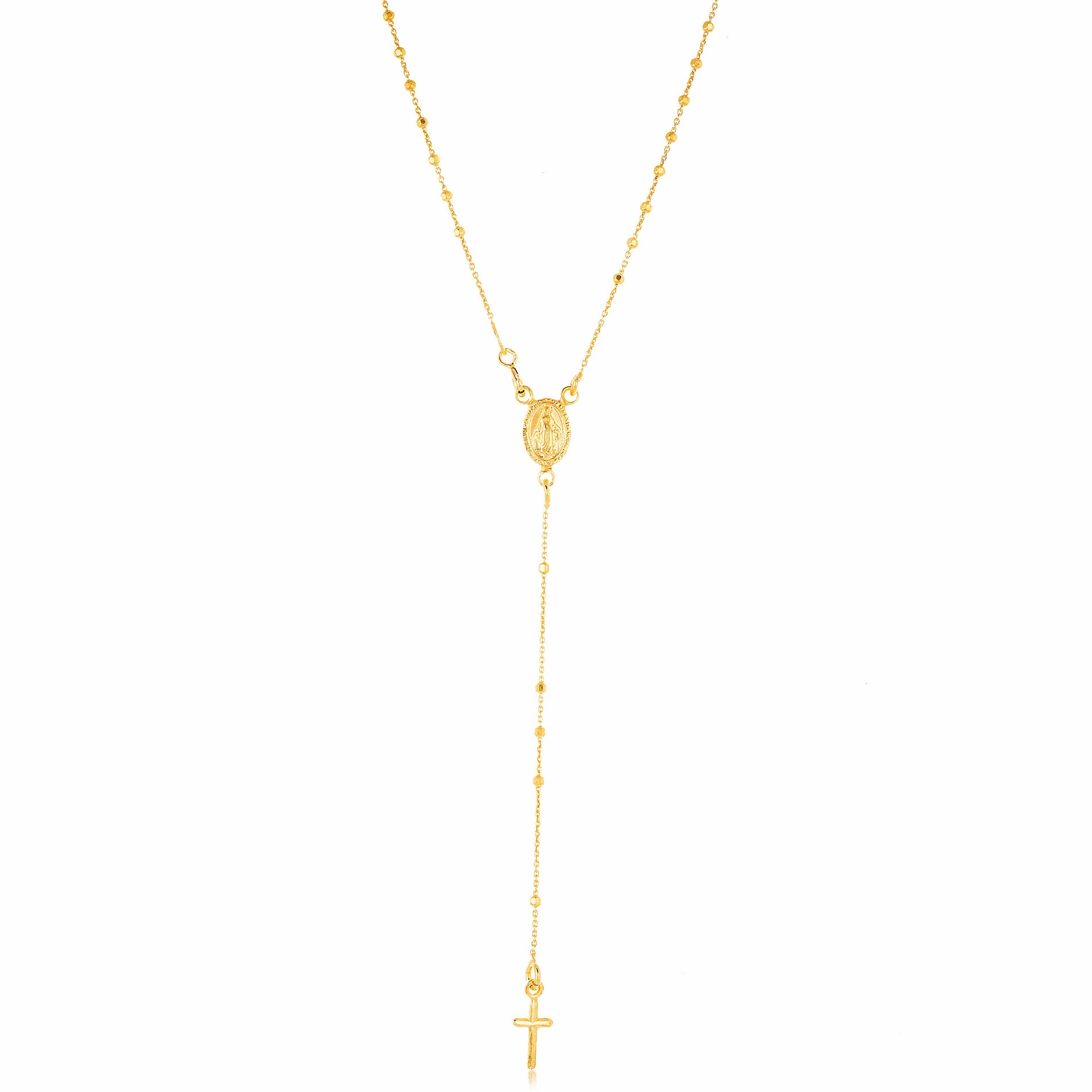 Active Look High-Quality Ornament Sterling Silver Rosary Necklace with Cross