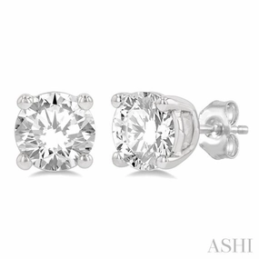 1 ctw Round Cut Diamond Stud Earring in 14K White Gold Fashion Element