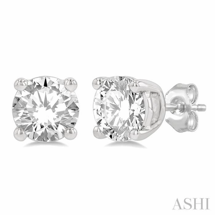 1 ctw Round Cut Diamond Stud Earring in 14K White Gold Fashion Element