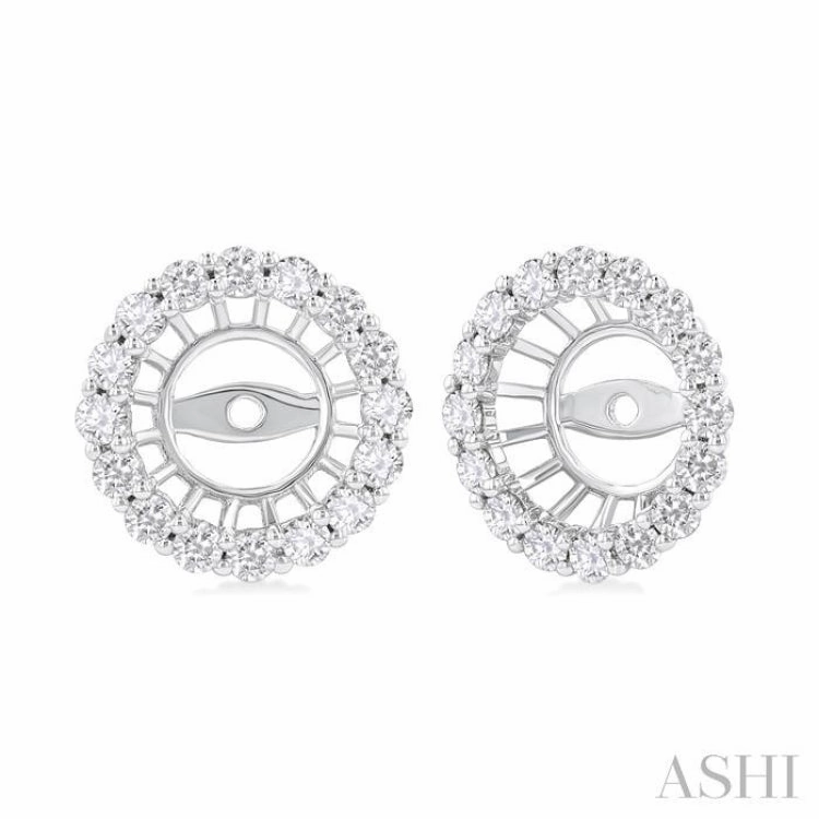Modern Sparkle Modern Charm 5/8 Ctw Round Cut Diamond 6MM Round Earrings Jacket in 14K White Gold