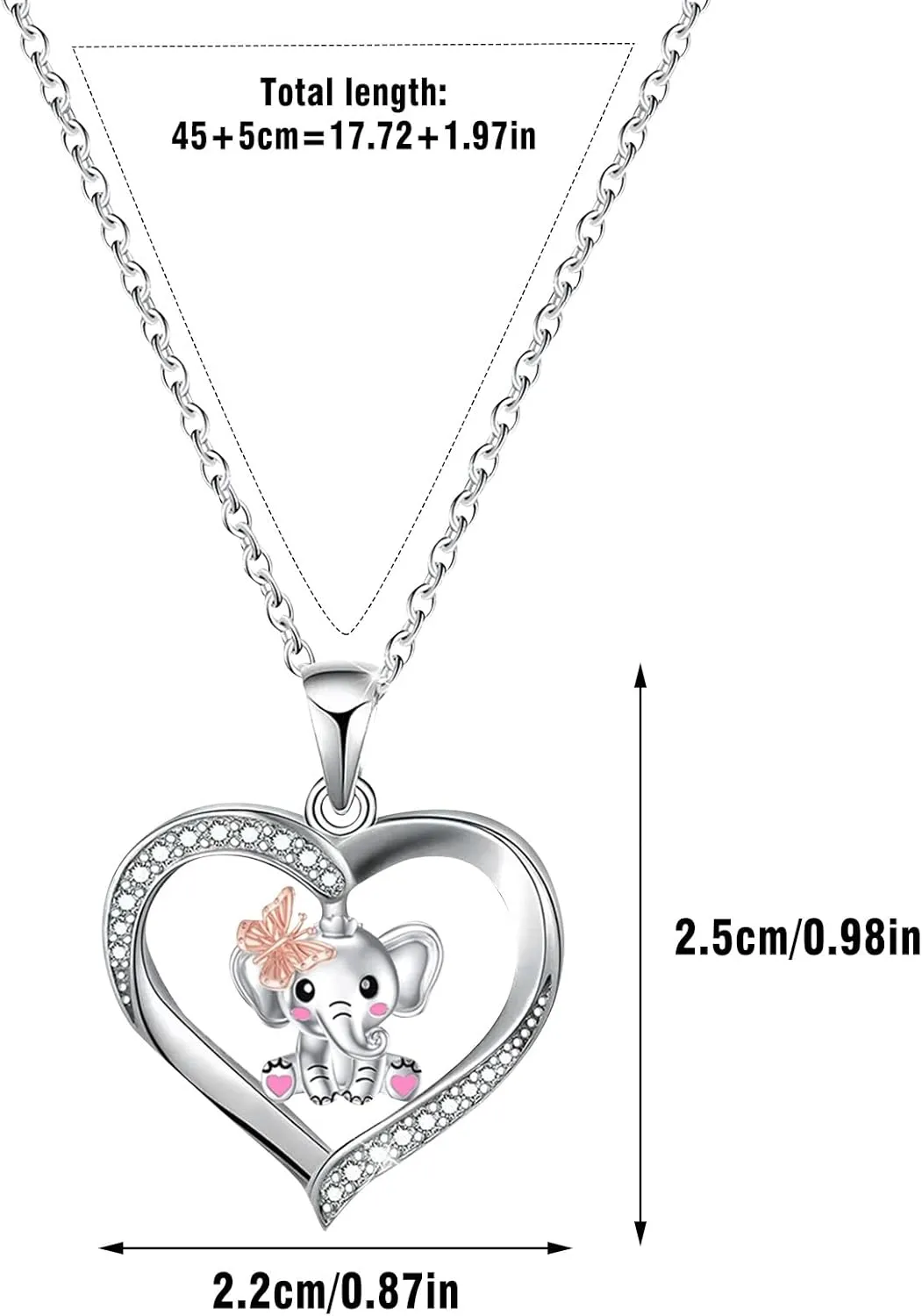 Elephant Pendant Necklaces for Women Inlaid Zircon Wedding Necklaces Anniversary Birthday Jewelry Lady (Pink, One Size)