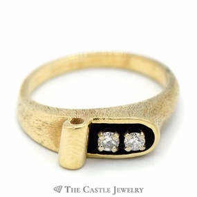 Customizable style Scroll Designed Ring with Diamond Accents in 14k Yellow Gold