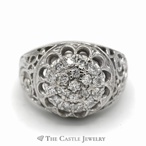 Casual Structure 1cttw Kentucky Diamond Cluster Ring in 14k White Gold