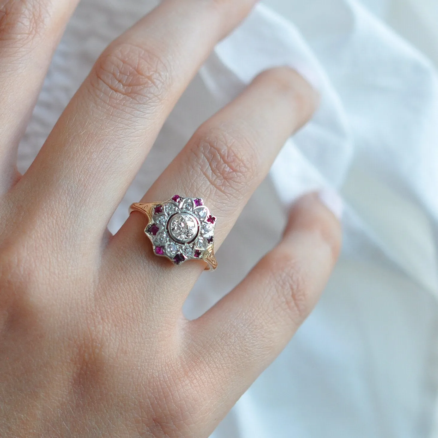 Esther Art Deco Diamond Cluster Ring