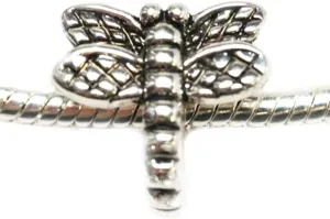 European Dragonfly Slide on Charm Bead Spacer for Snake Chain Charm Bracelet