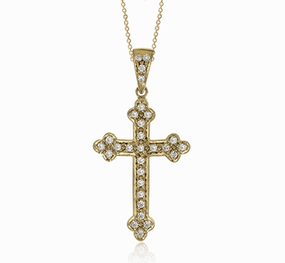 ZP102 Cross Pendant in 14k Gold with Diamonds Statement Detail