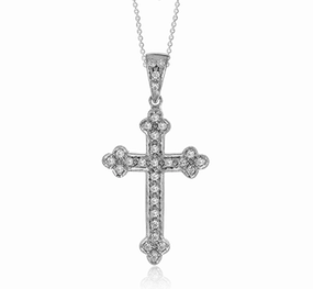Splendid Style ZP102 Cross Pendant in 14k Gold with Diamonds