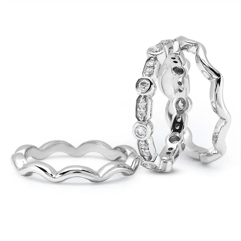 Everett Men's Stackable Ring Set in 14K White/Yellow/Rose Gold By Mike Nekta NYC Size, 8MM