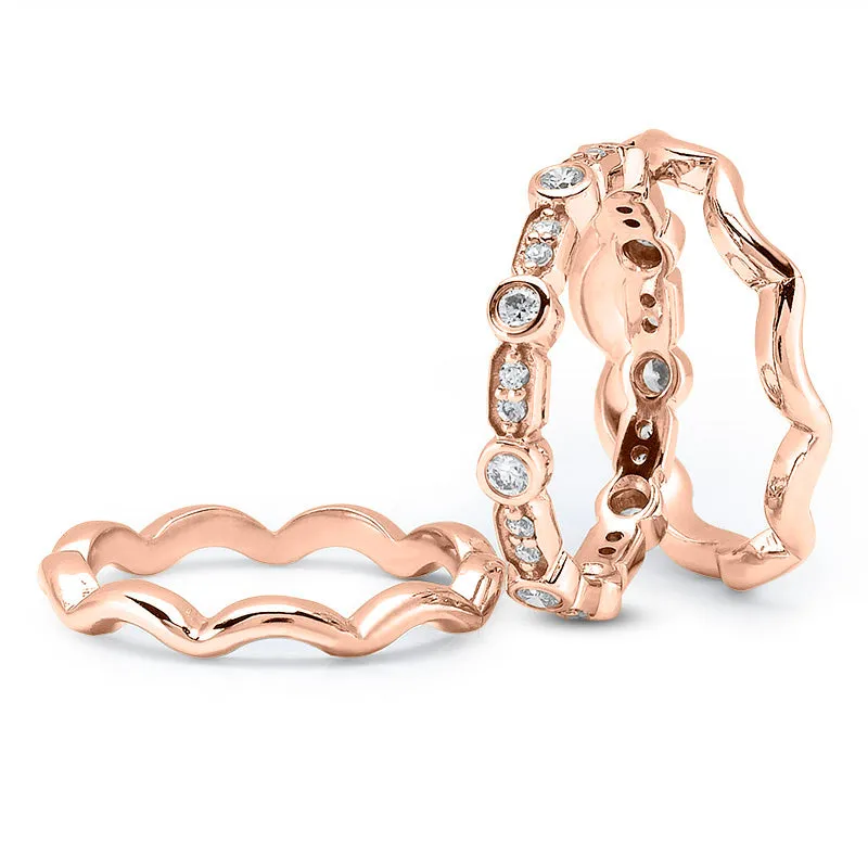 Everett Men's Stackable Ring Set in 14K White/Yellow/Rose Gold By Mike Nekta NYC Size, 8MM