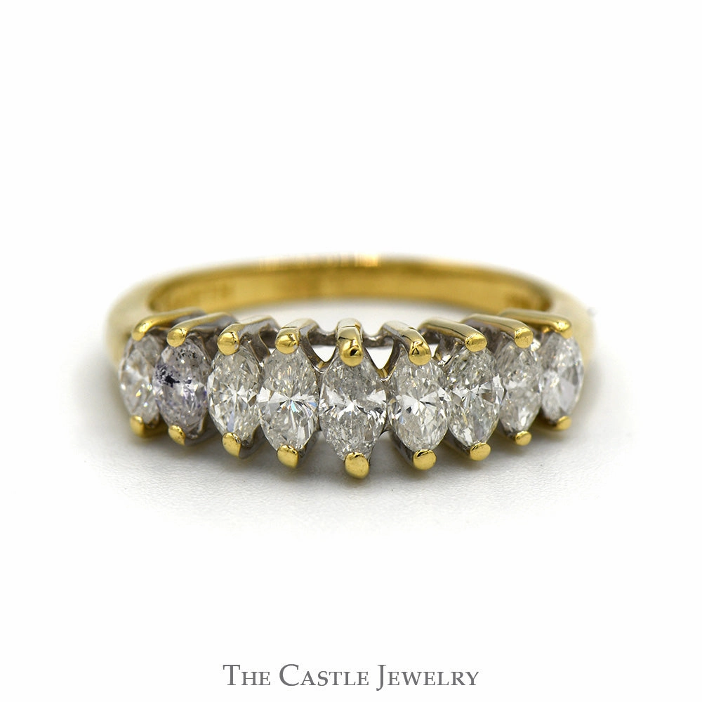 1cttw 9 Marquise Cut Diamond Band in 14k Yellow Gold Refined Finish Refined Contour